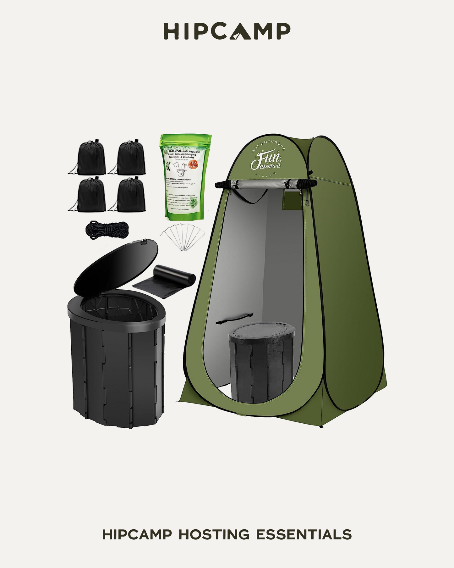 Portable camping toilet with pop up privacy tent