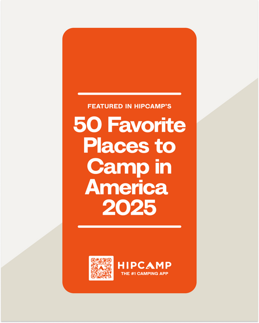 50 Favorite Places to Camp Right Now Sign (2025) • Red