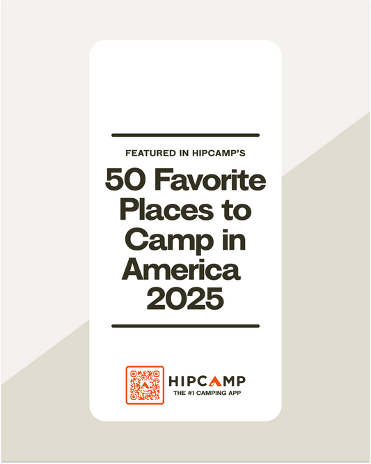 50 Favorite Places to Camp Right Now Sign (2025) • White